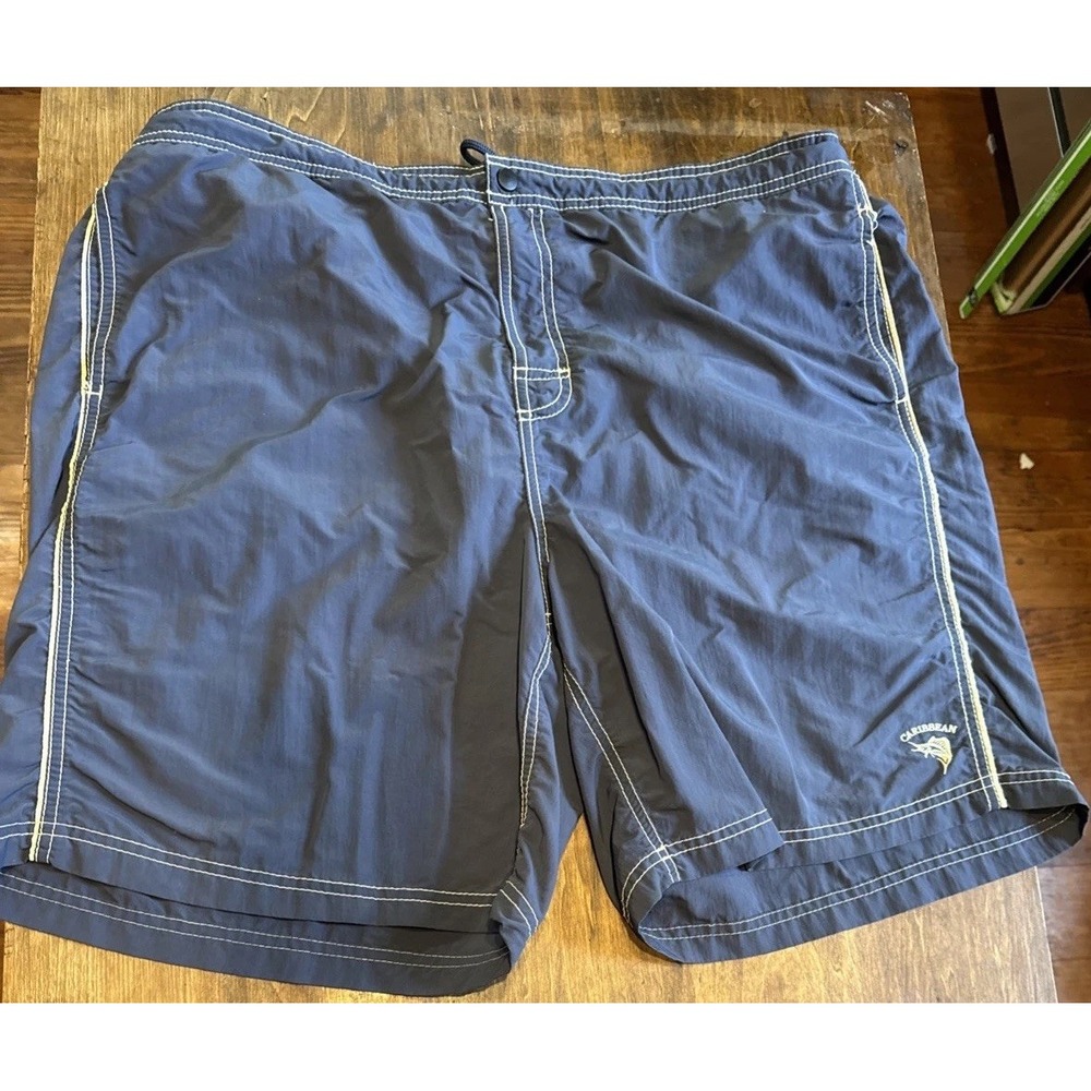 Caribbean XL Swim Trunks Shorts Navy Blue Boxer Lined XL Quick Dry 8 Inseam